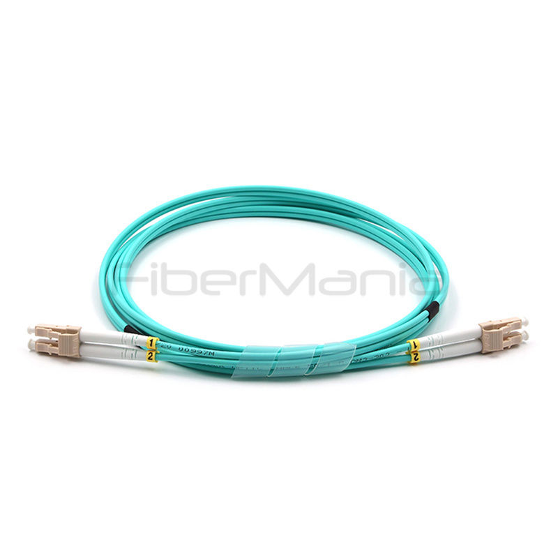 LC UPC Duplex OM3 LSZH Aqua Jacket Armored Optical Fiber Patch Cord